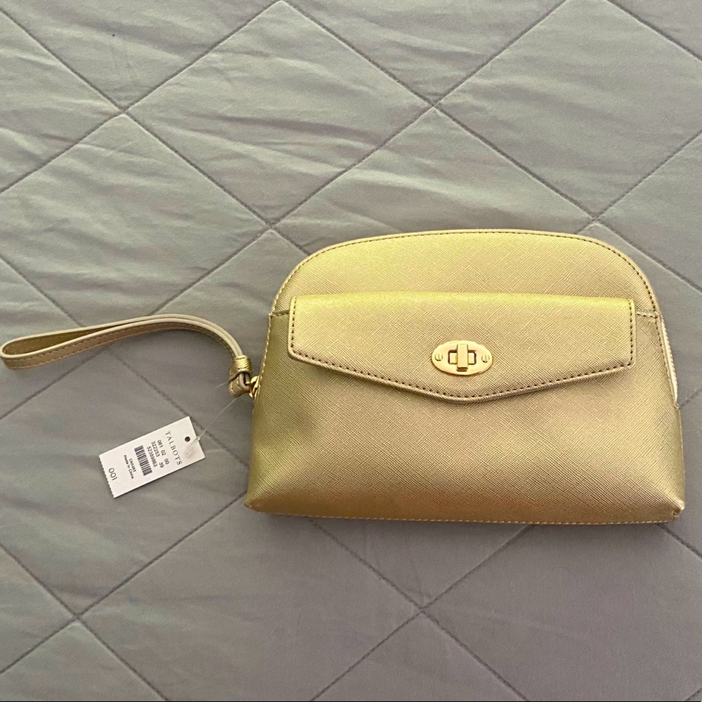 Talbots gold wristlet bag